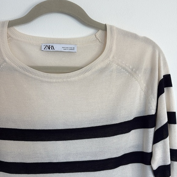 Zara Striped White Navy Pullover NWOT - Picture 4 of 8